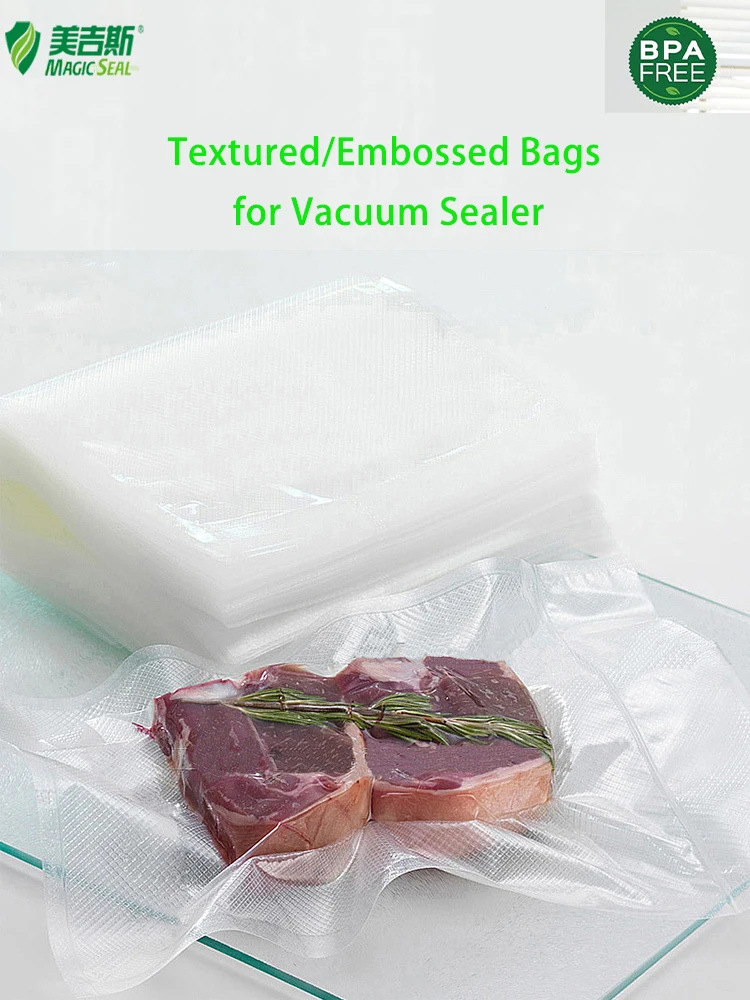 MAGIC SEAL Vacuum Sealer Bags for Food Embossed/Textured Packing Bags Sous Vide Storage for Fruit Vegetable 100 Pieces