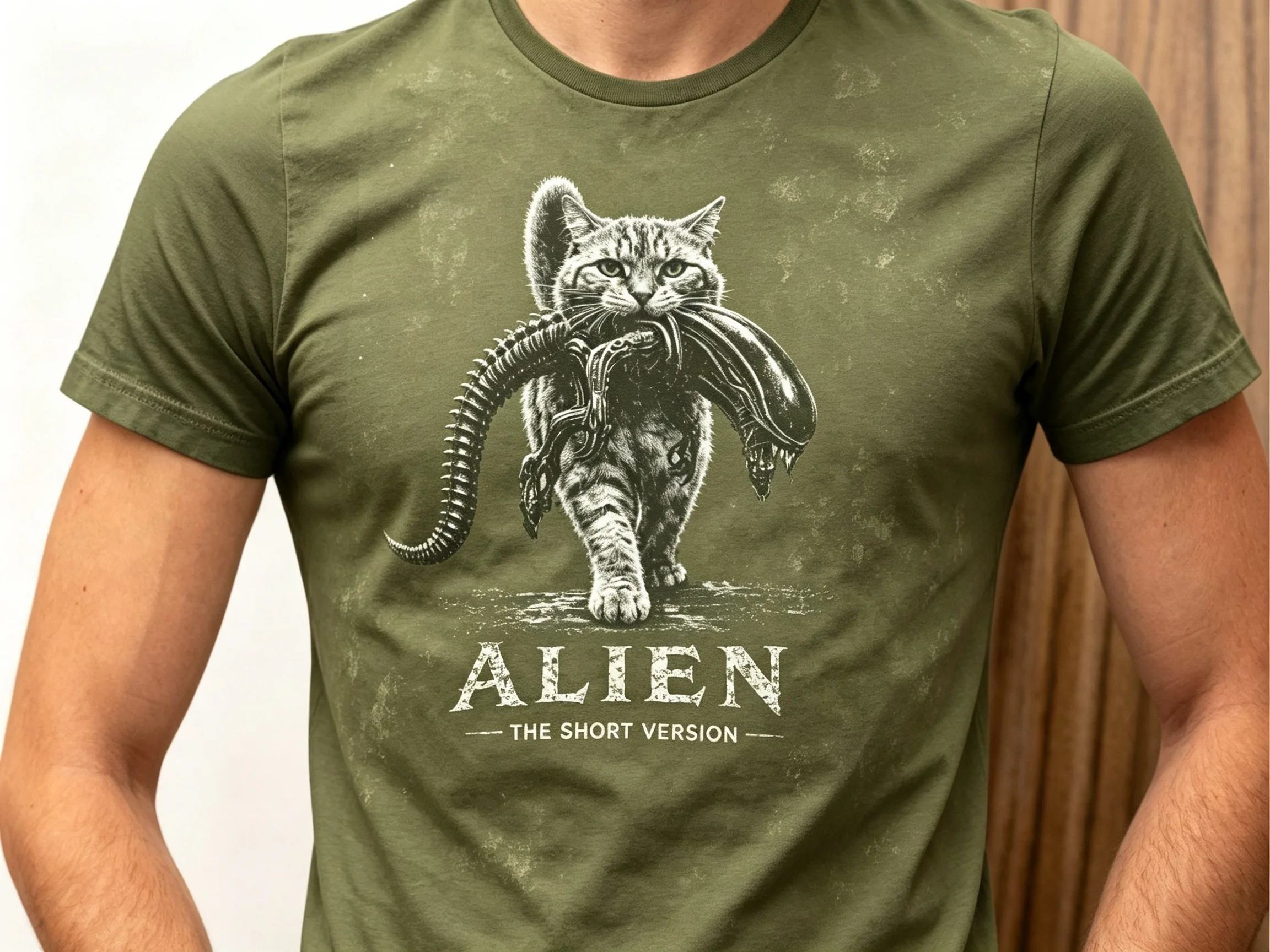 2026 New Cat Bite Alien Alien Men T-Shirt Vintage Horror Movie Graphic Tee Men Women Retro Casual Short Sleeve Hiking T-Shirts view 2