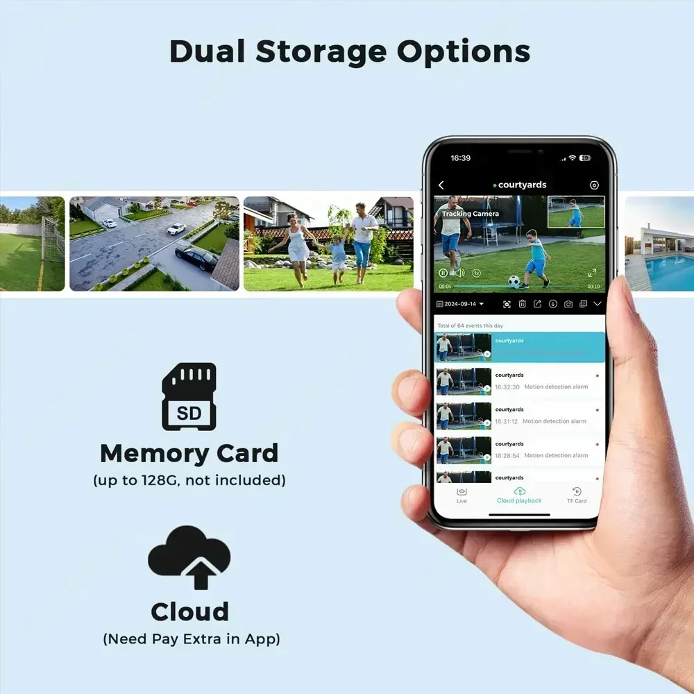 5MP WIFI Solar Surveillance Camera HD Human Detection Full Color Night Vision Two Way Audio Kit 4.39 Inch LCD Monitor ESeecloud