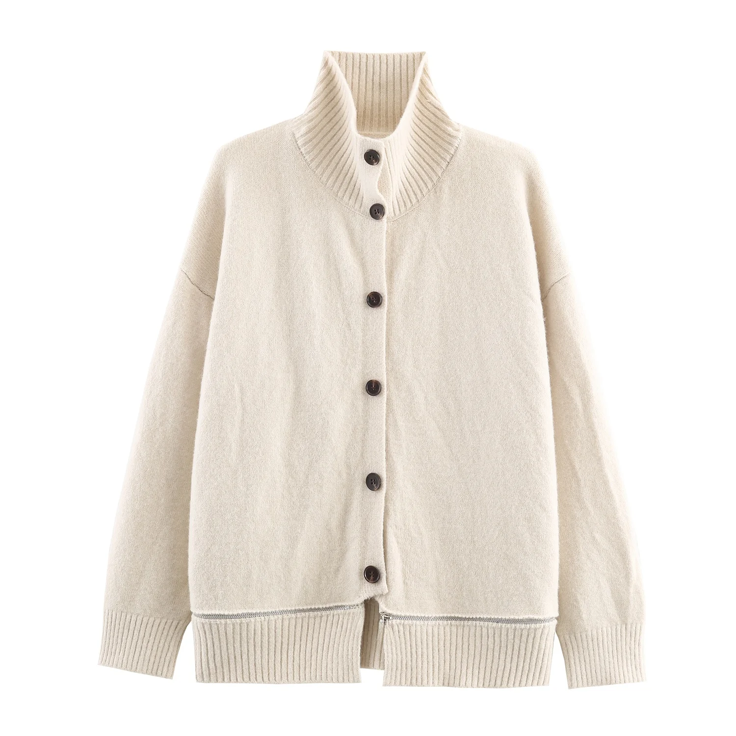 JNLEAOG خريف جديد Faion Thiened مقنعين سترة مفتوحة المرأة سترة الشارع Sle فضفاضة تناسب طويلة Sve جولة Ne Singl... #2