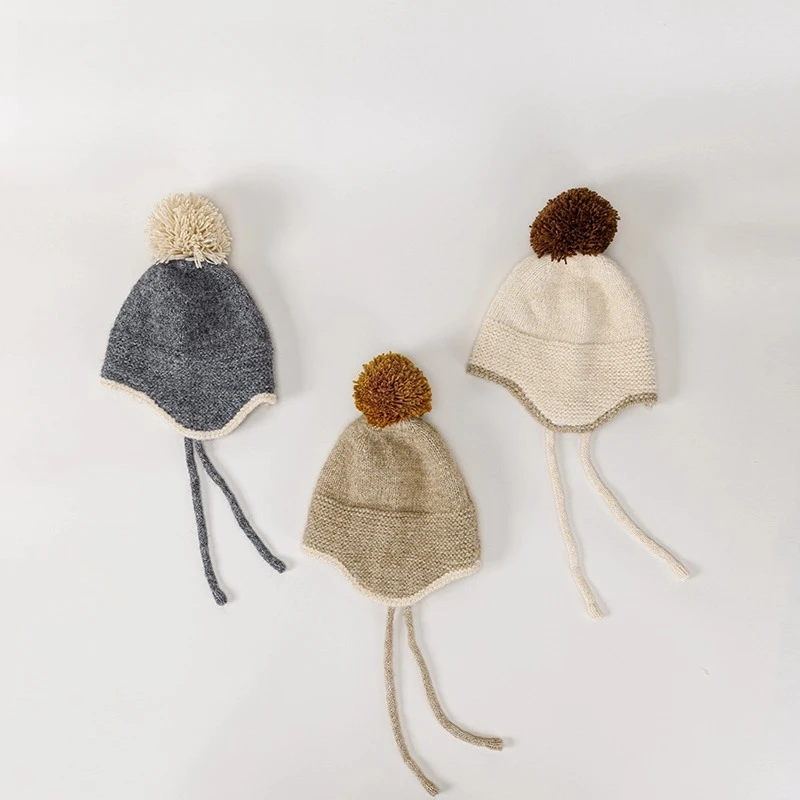 

1-4 Year Autumn Winter Wool Baby Hat Kids Knit Hats for Girls Boys Children Beanie Toddler Bonnet Cap Warm Ear Protection