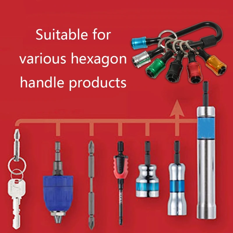 6 Pcs/set Keychain Extension Bar 1/4 Inch Shank Keychain Aluminum Alloy