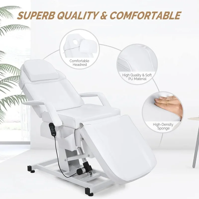 

Electric Salon Facial Bed Chair Multi-Purpose Massage Tattoo Lash Waxing Table Height Backrest Footrest Adjustable
