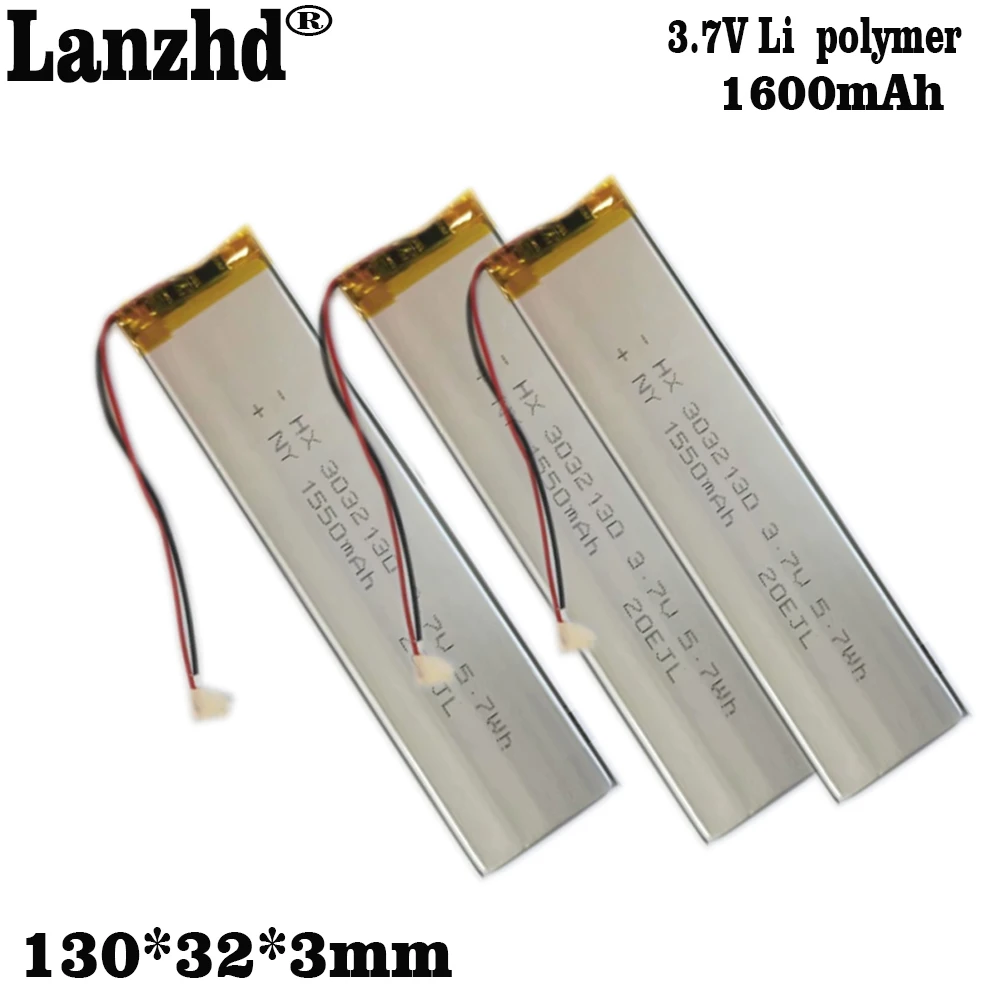 3032130 3.7V 1600mAh litowo-polimerowe ogniwa akumulator lipo do świateł LED Bluetooth klawiatura wideorejestrator samochodowy