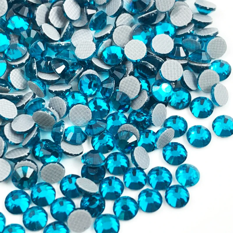 

AAAA+ Quality Blue Zircon HotFix Rhinestones ss6 ss10 ss16 ss20 Iron On Flatback Hot Fix Rhinestones For Luxury Dress