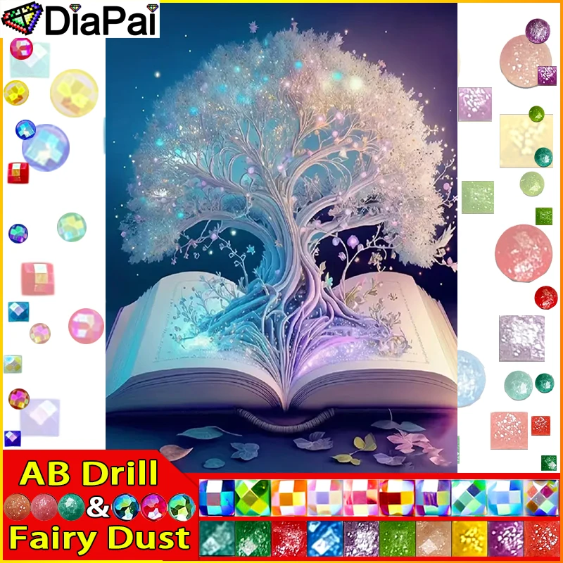 

DIAPAI сказочная пыль AB полная дрель алмазная живопись "Пейзаж дерево книга" DIY картина горный хрусталь 5D Алмазная вышивка Декор