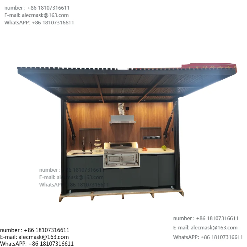 

Modern stainless steel gas barbecue kitchen cabinets outdoor furniture with pool shed