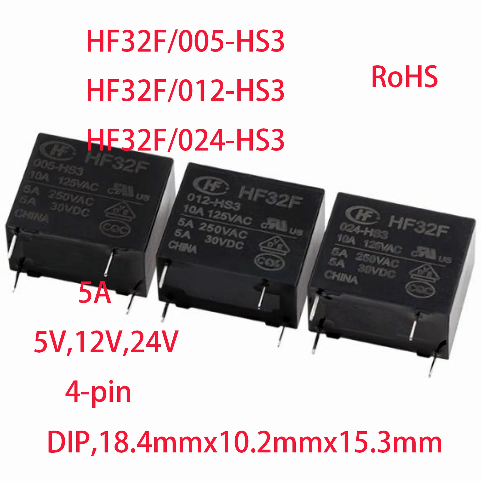 5PCS NEW original JZC-32F HF32F 005-HS3 009-HS3 012-HS3 024-HS3 5A 1A SPST-NO 30VDC 250VAC 10A 125VAC 4-pin DIP 5V 9V 12V 24V