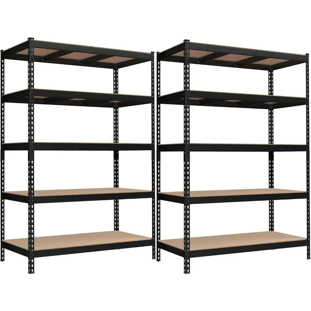 

5-Tier Storage Shelves, Set of 2 Garage Storage, Boltless Assembly, Adjustable Shelving Units, Load 1929 lb Each