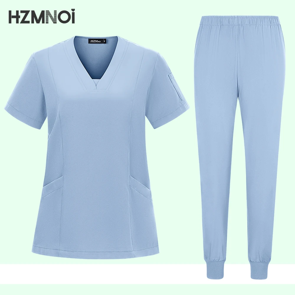 Uniformes médicaux pour femmes et hommes, col en v, poches, pantalons droits en Y, infirmière, médecin, vêtements de travail hospitaliers, combinaisons de travail chirurgicales