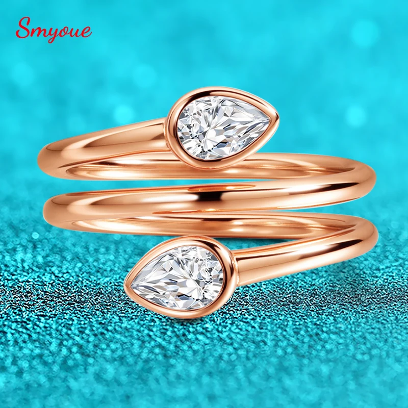 Smyoue Pear Cut 4*6mm All Moissanite Rings for Women Luxury Quality Wedding Band Lab Diamond Solid 925 Sterling Silver Jewelry