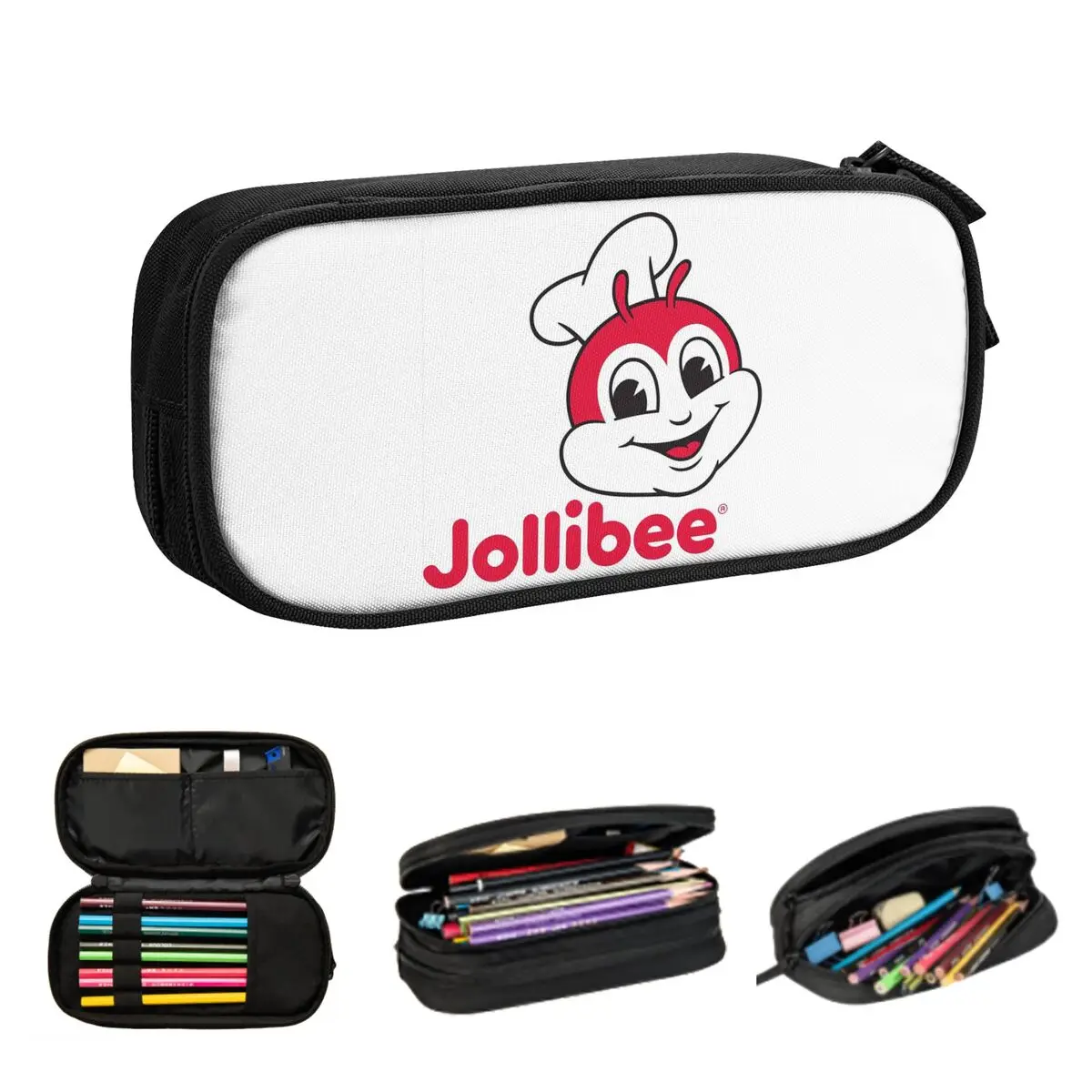 retro jollibee pencil cases grande capacidade pen bags pen box pencil pouch para meninos e meninas estudantes papelaria escola e escritorio 01