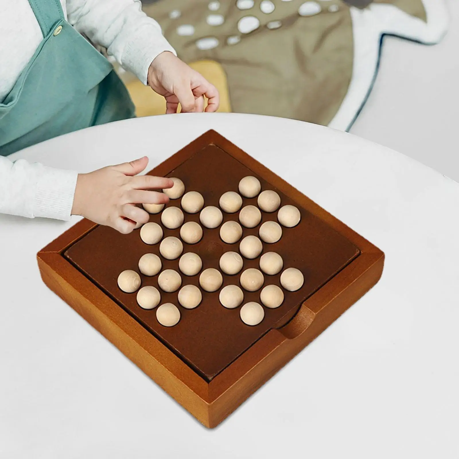 Juego de mesa solitario de madera para niños, 33 canicas, decoración de oficina, rompecabezas, ajedrez independiente