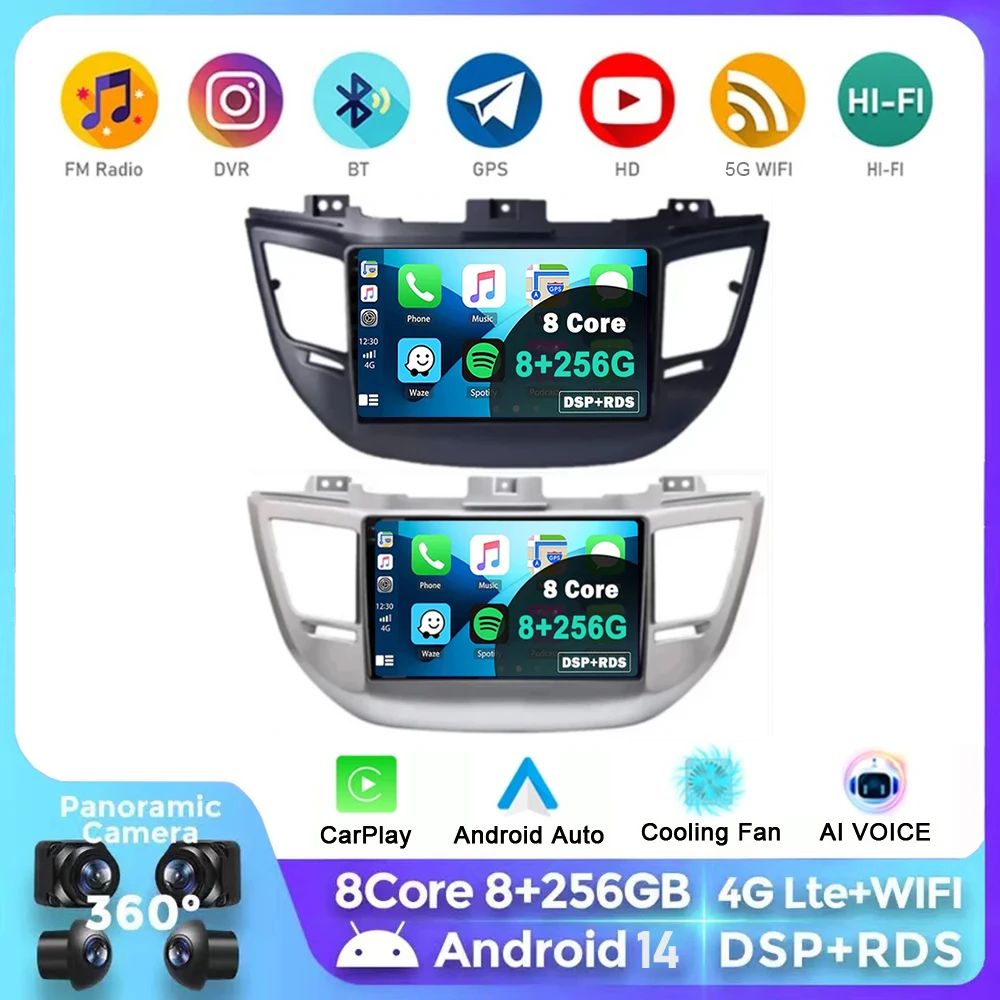 

Android 14 For Hyundai Tucson IX35 3 2015 2016 2017 2018 2Din Car Radio Multimedia Video Player Navigation GPS Head Unit 5G DSP