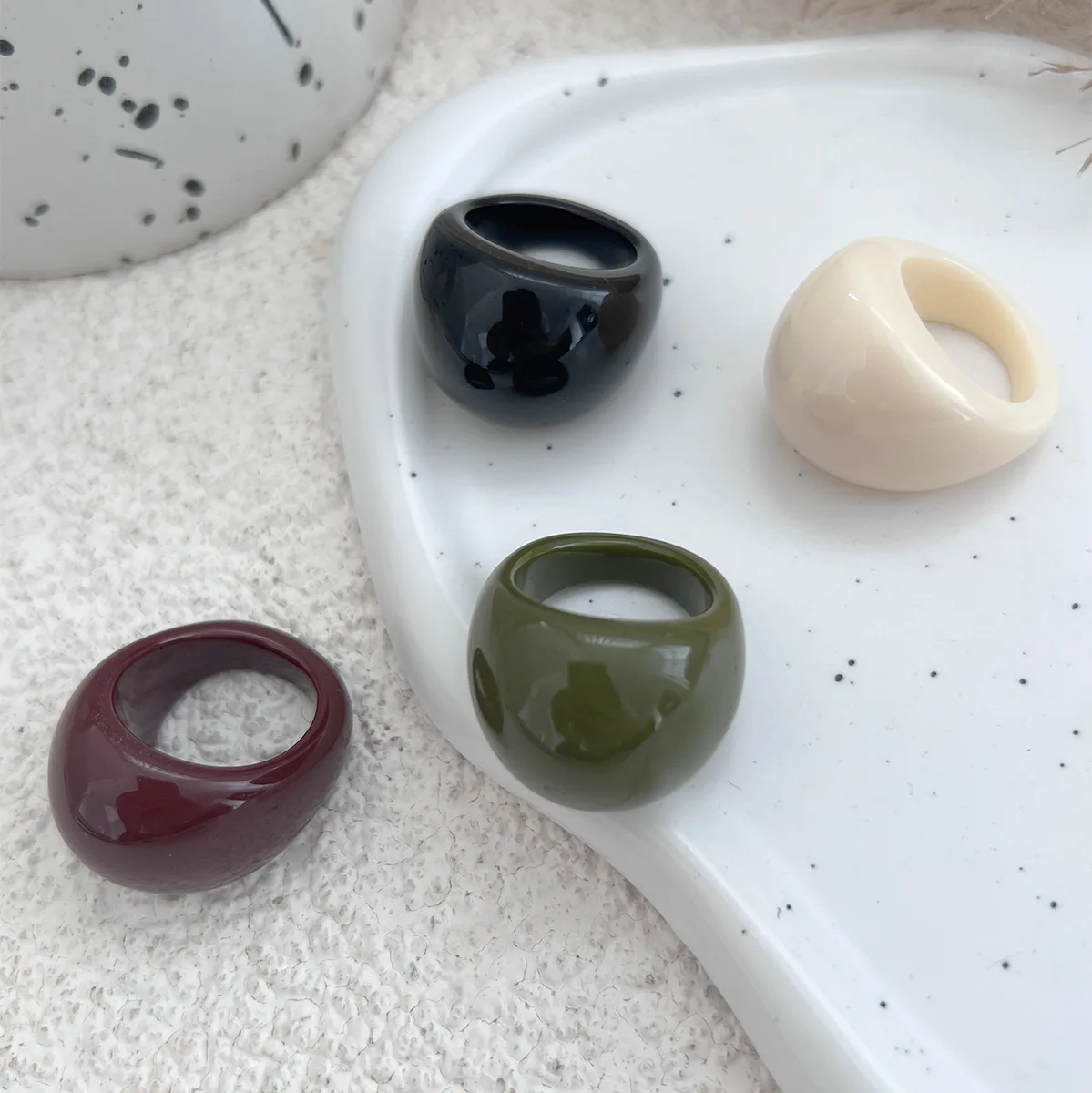 Women's Oversized Multicolour Resin Dome Ring