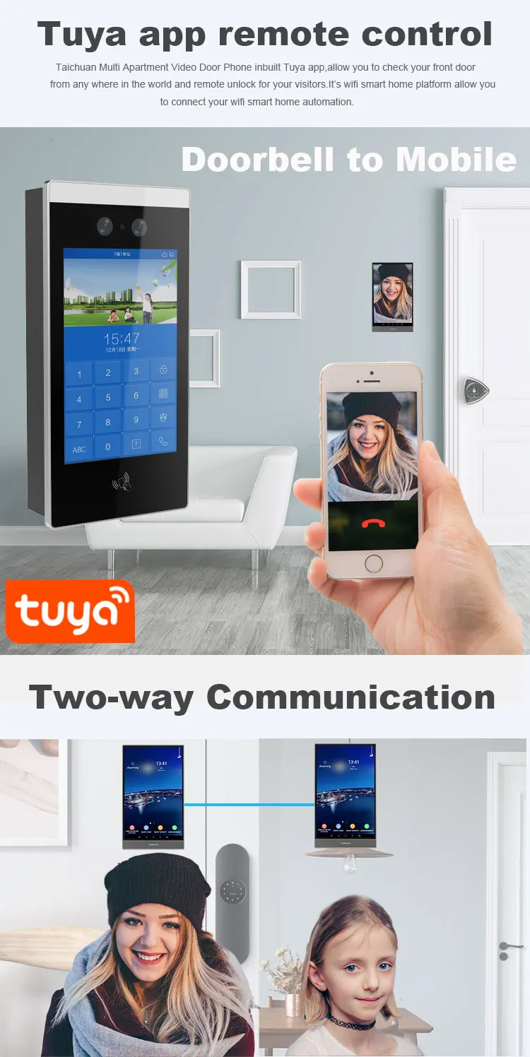 Videoportero con reconocimiento facial, Control de acceso de entrada de apartamento, videoportero Android SIP