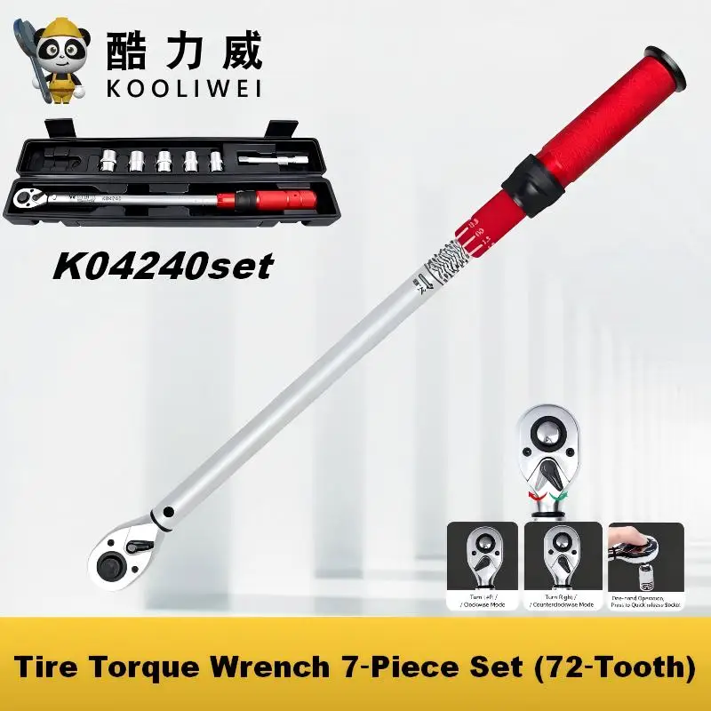 KOOLIWEI K04240set Digital Torque Wrench Set 1/2" 20-240N.m ±2% 999Mem Tire Change Kit Anti-Overload Protect Lug Nuts