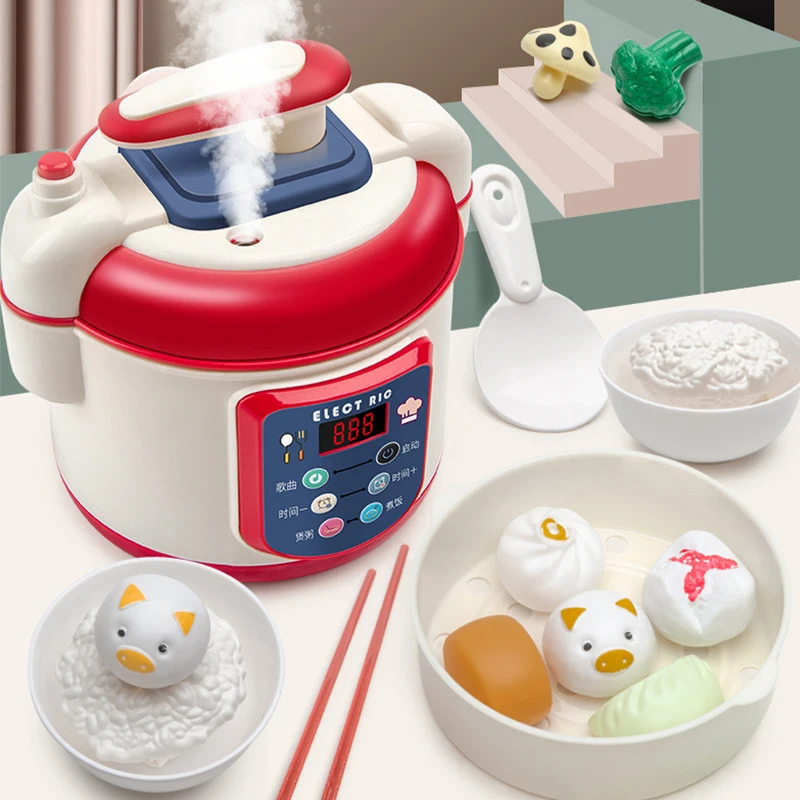 

Kitchen Toys Mini Food Children Spray Electric Rice Cooker Toy Playing House Simulation Cooking Early Education For Girls Toys