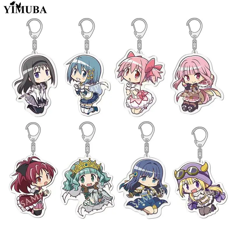 Anime Puella Magi Madoka Magica Keychain Kaname Akemi Homura Miki Sayaka Tomoe Mami Kyoko Key Chain Ring For Fans Gifts Jewelry