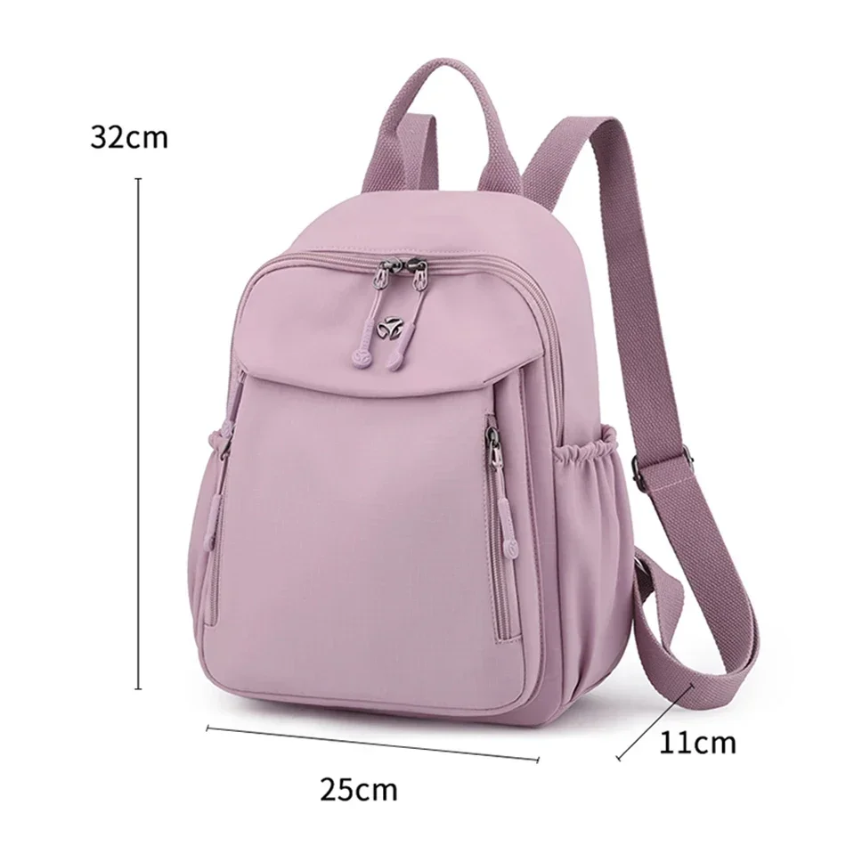 New High Quality Nylon Women Back Pack Solid Color Waterproof Travel Backpack Casual School Bags Girls Shoulder Bag Sac A Dos