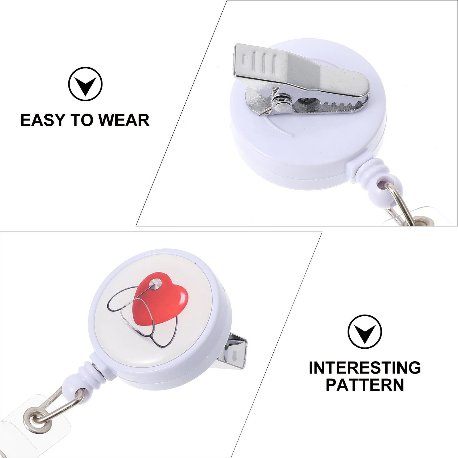 

HOODANCOS 2Pcs Retractable Badge Holder Clip Portable Name Reel for Nurses Card Accessory