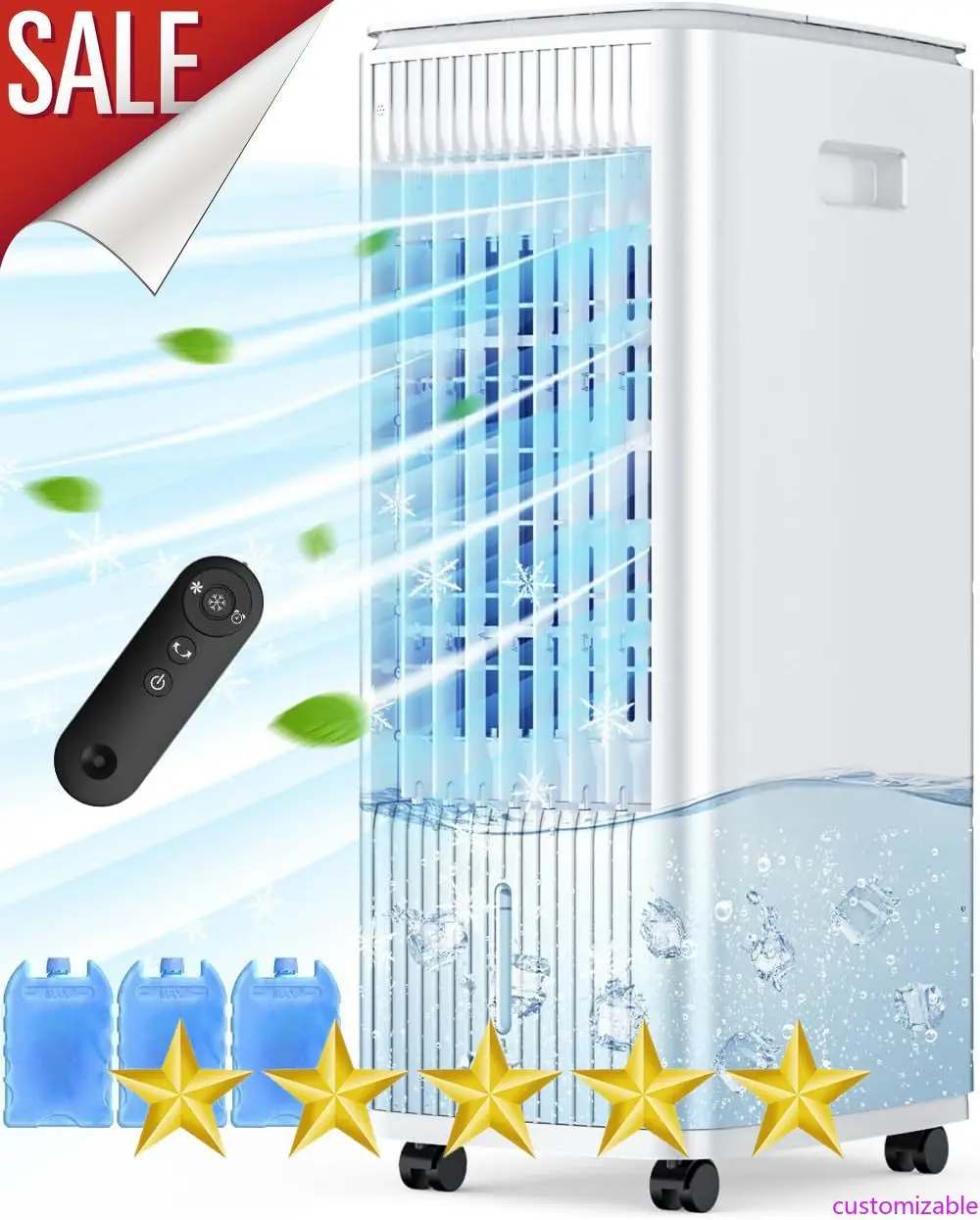 

Customizable 25" Windowless Air Conditioner with Double Tanks for 16H Cooling, 25ft Remote & Timer,3-IN-1 Evaporative Air Cooler