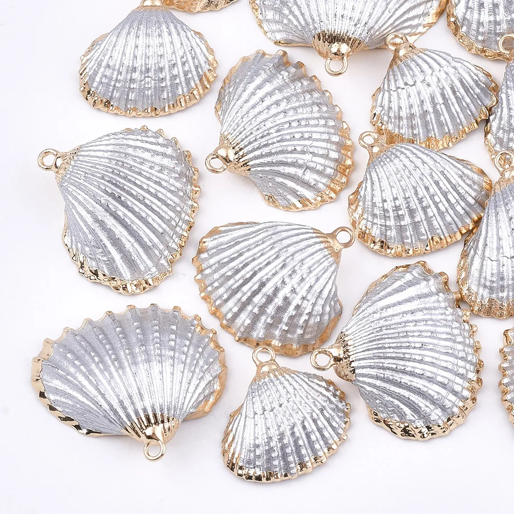 50Pcs Spray Paint Electroplate Sea Shell Pendants Colorful Charms For  Jewelry Making Bracelet Necklace Earring DIY Accessries