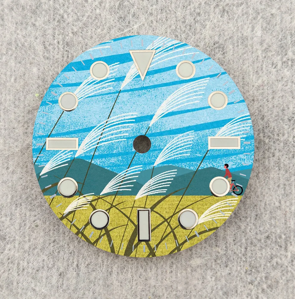 NH35 الطلب 28.5 مللي متر الطلب المشهد الطبيعي الإبداعية الهاتفي NH36 الطلب مخصص اللون الطلب صالح NH35/36 ساعة يد تعمل بالحركة أجزاء استبدال