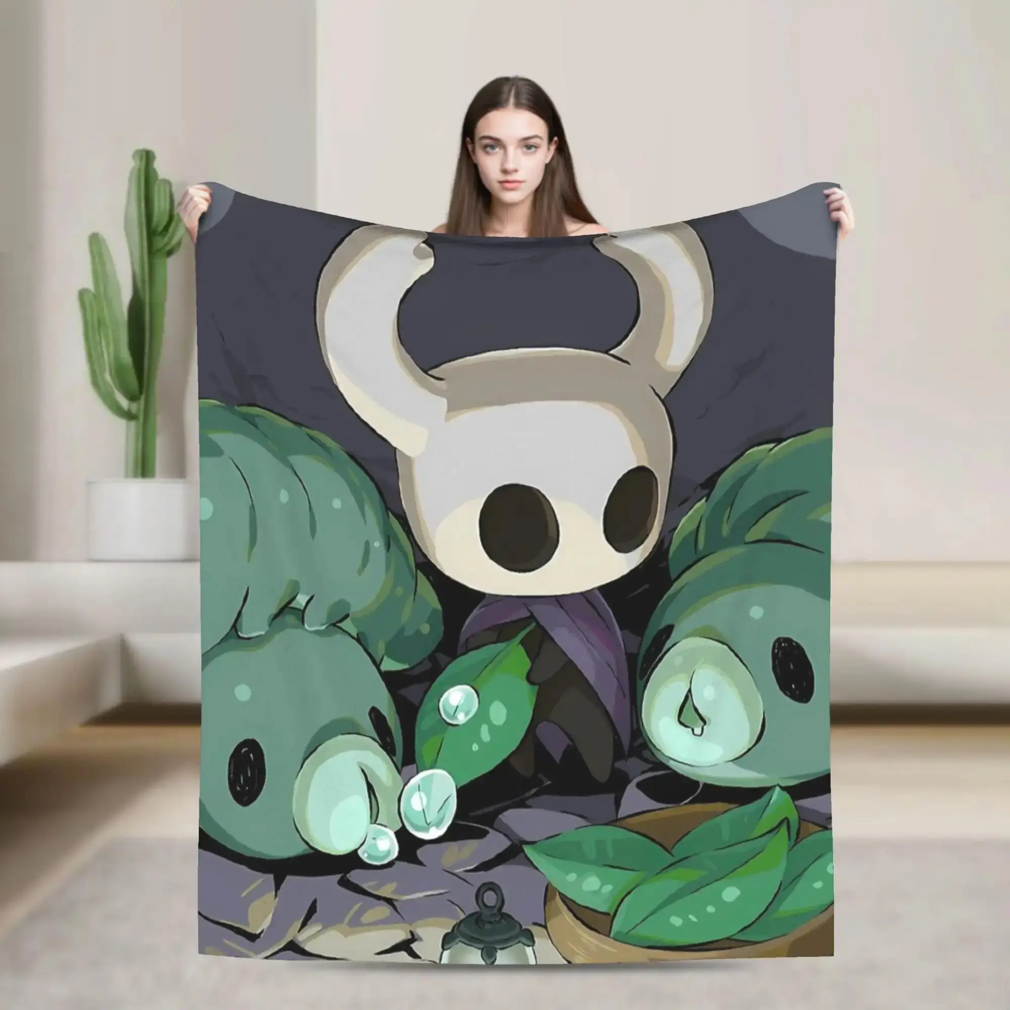 

Плюшевое одеяло Knight Hollow Knight Anime Green Larvae для девочек и мальчиков, мягкое фланелевое покрывало для улицы, дизайн для использования на кровати