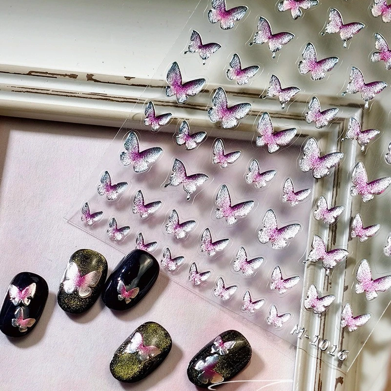 Schicke romantische lila rosa Schmetterling allmähliche Flügel Insekt zarte verträumte charmante selbstklebende Nail Art Aufkleber Maniküre Aufkleber