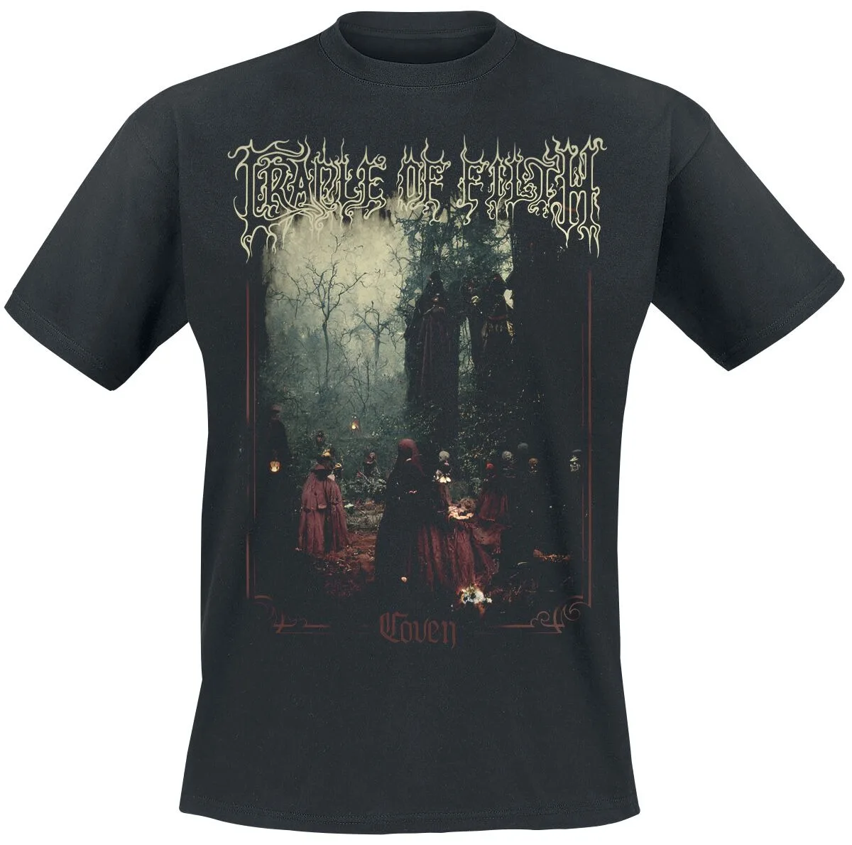 Cradle of Filth Coven Witch Gathering Double-Sided Print Black Cotton T-shirt Men Metal Unisex Tee