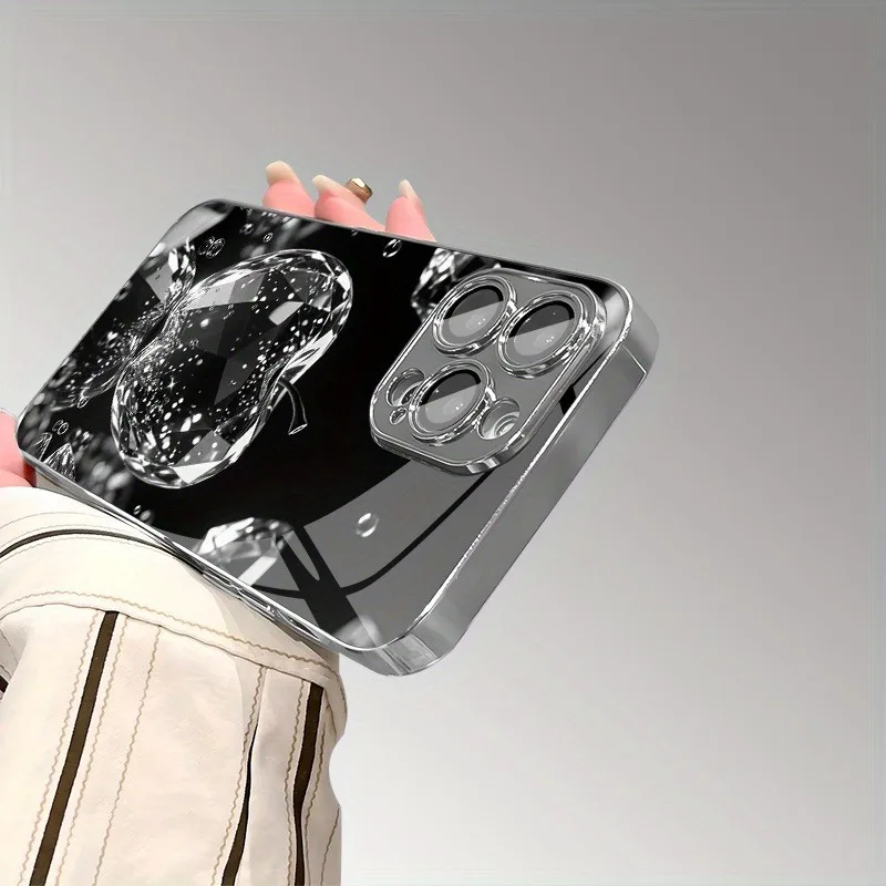 Luxury Diamond For Apple Textured Print Glass Electroplated Case For iPhone 17 16 15 14 13 12 11 Pro Max Plus 16E 17 Air Cover - Image 5