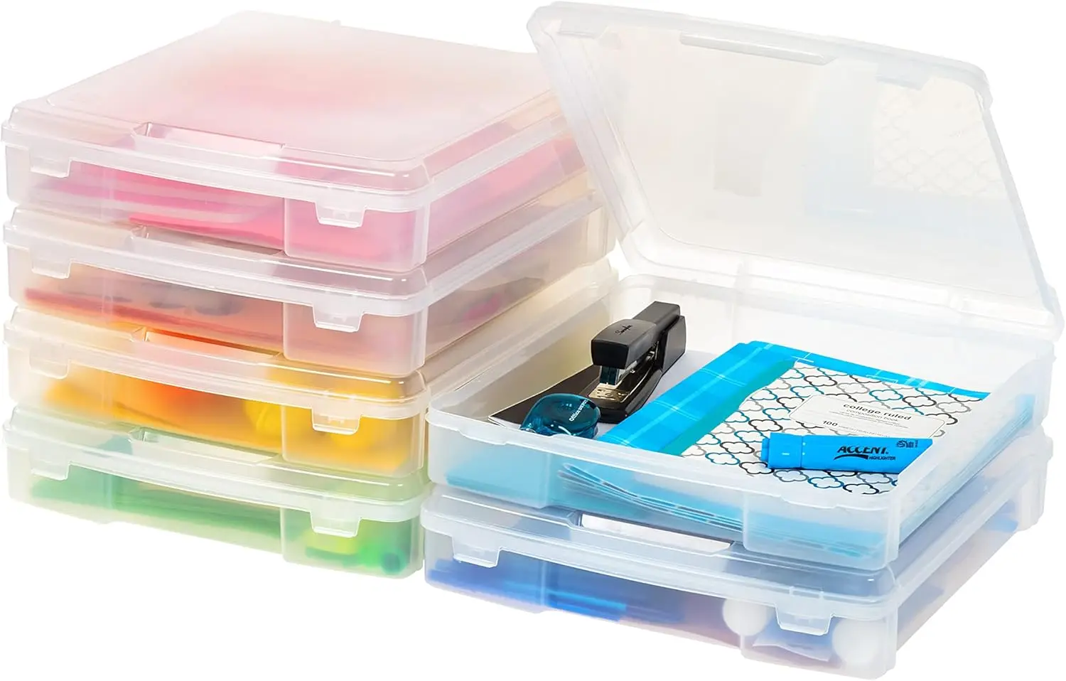 

6-Pack Clear Plastic Scrapbook Storage Cases with Handle for 12x12 Paper, Crafts, Yarn & Documents
