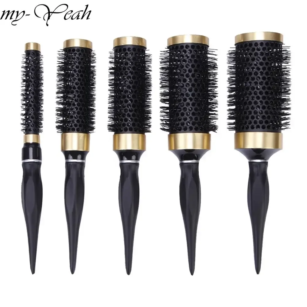 Iron Hair Brush Anti-Static Round Barrel Comb Resistant High Temp Curling Barber DIY Accessory