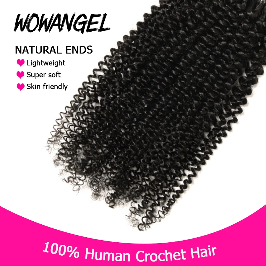 Afro Kinky Curly Crochet Braiding Human Hair Tight Curly Pre-Separated Knotless Feather Crochet Human Hair Extensions With Loop