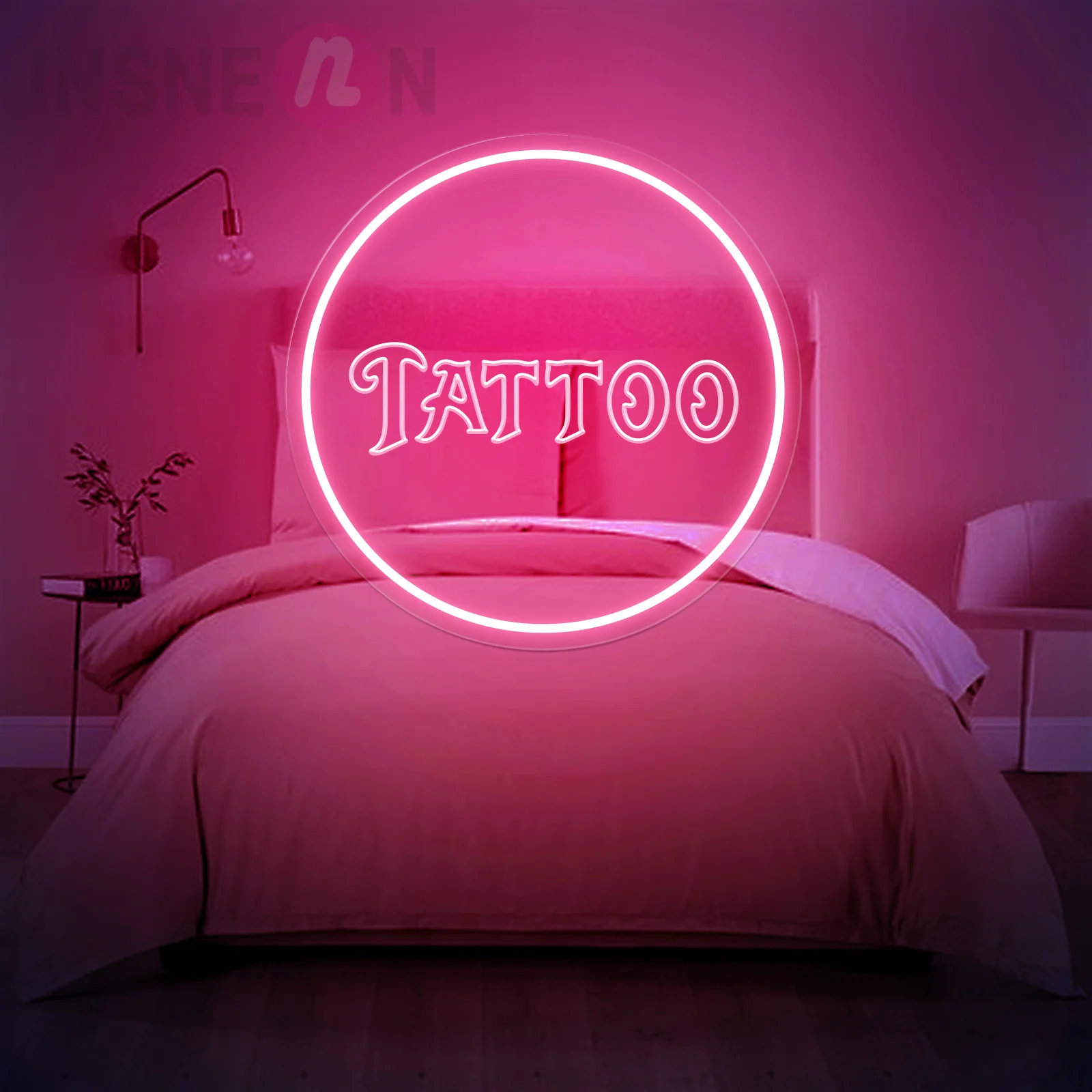 Letrero de luz de neón grabado con tatuaje, tatuajes de neón de arte, salón, decoración de estudio, letrero, club, sala de bar, decoración de pared de negocios