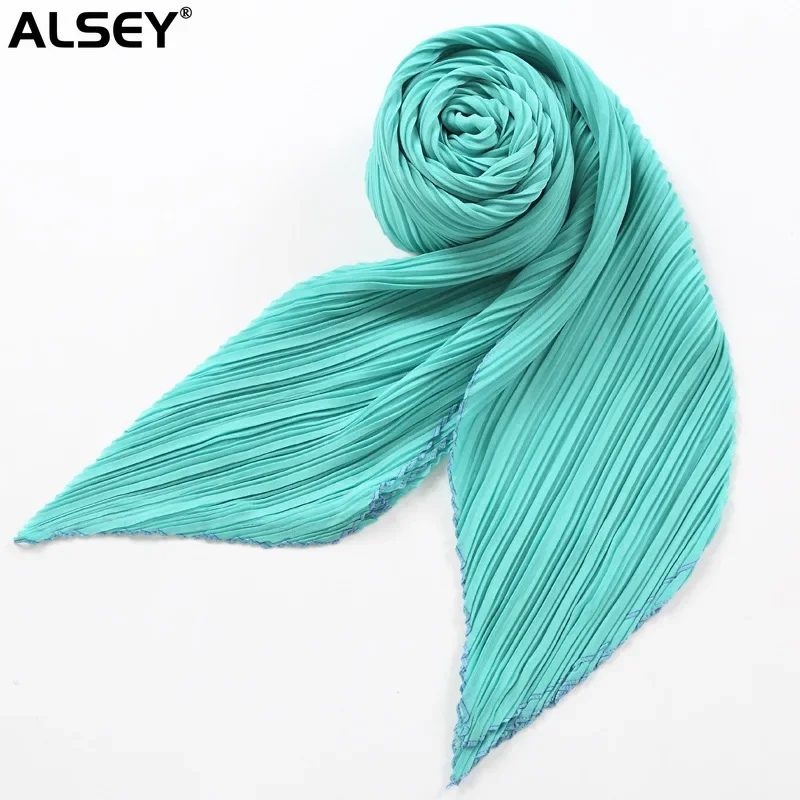 

ALSEY Miyake Pleated Women Scarf Shawl Fabric Korean Thin Sunscreen Scarf Foulard Femme Luxe Marque Hijabs Comfortable Casual