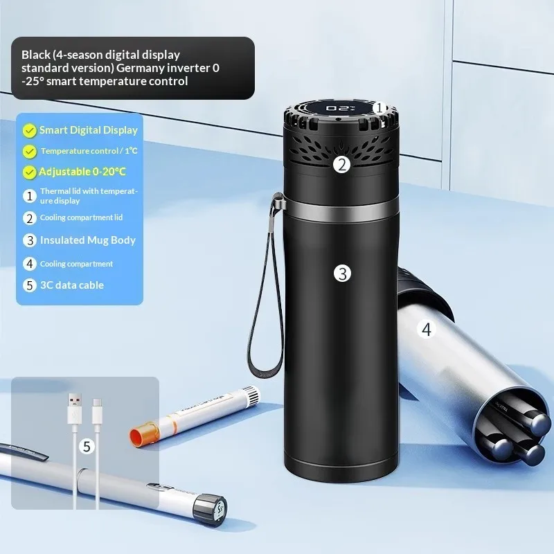 Insuline Koelbox Minikoelkast 30 uur Reis Koelopslag Digitale Temperatuurregeling 6 Insulinepennen Diabetes Reiskoelbox