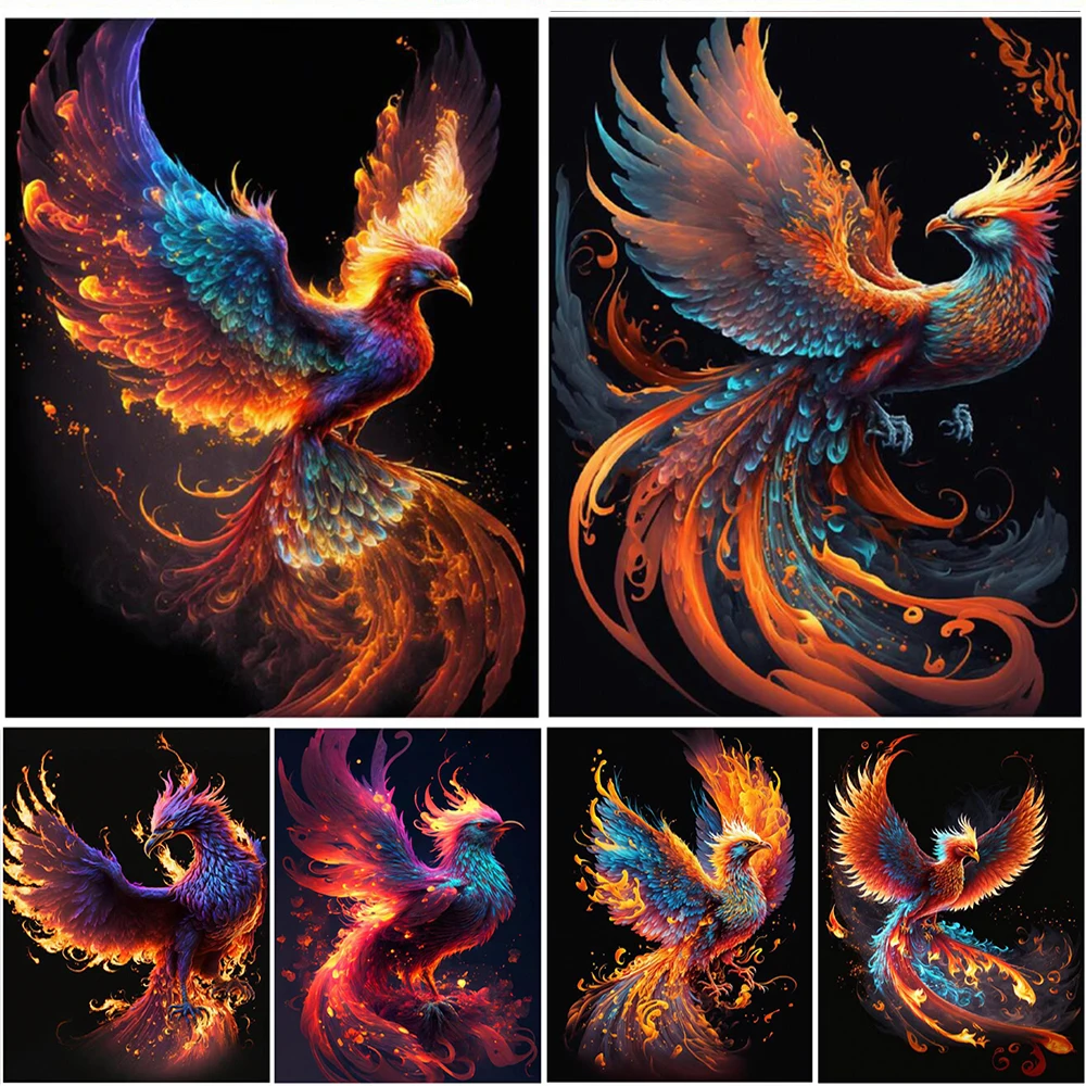 

New Arrival Diamond Embroidery Flame Phoenix 5D Diy Diamond Painting Mythological Animal Square Round Mosaic Cross Stitch EE3224