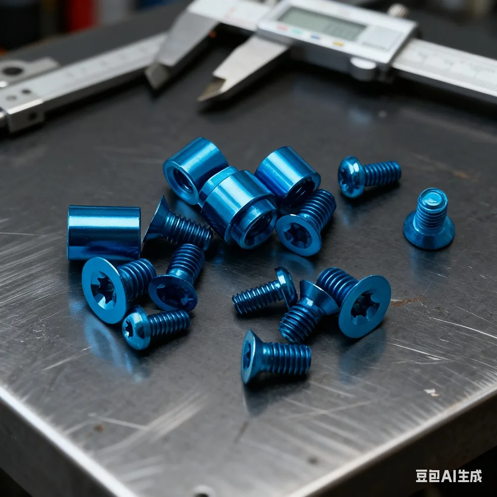 مسامير مقبض تيتانيوم TC4 لـ Yojimbo 2/2C - تشكيله باستخدام الحاسب الآلي، بأكسيد 3 ألوان، 3.3 جرام خفيفة الوزن