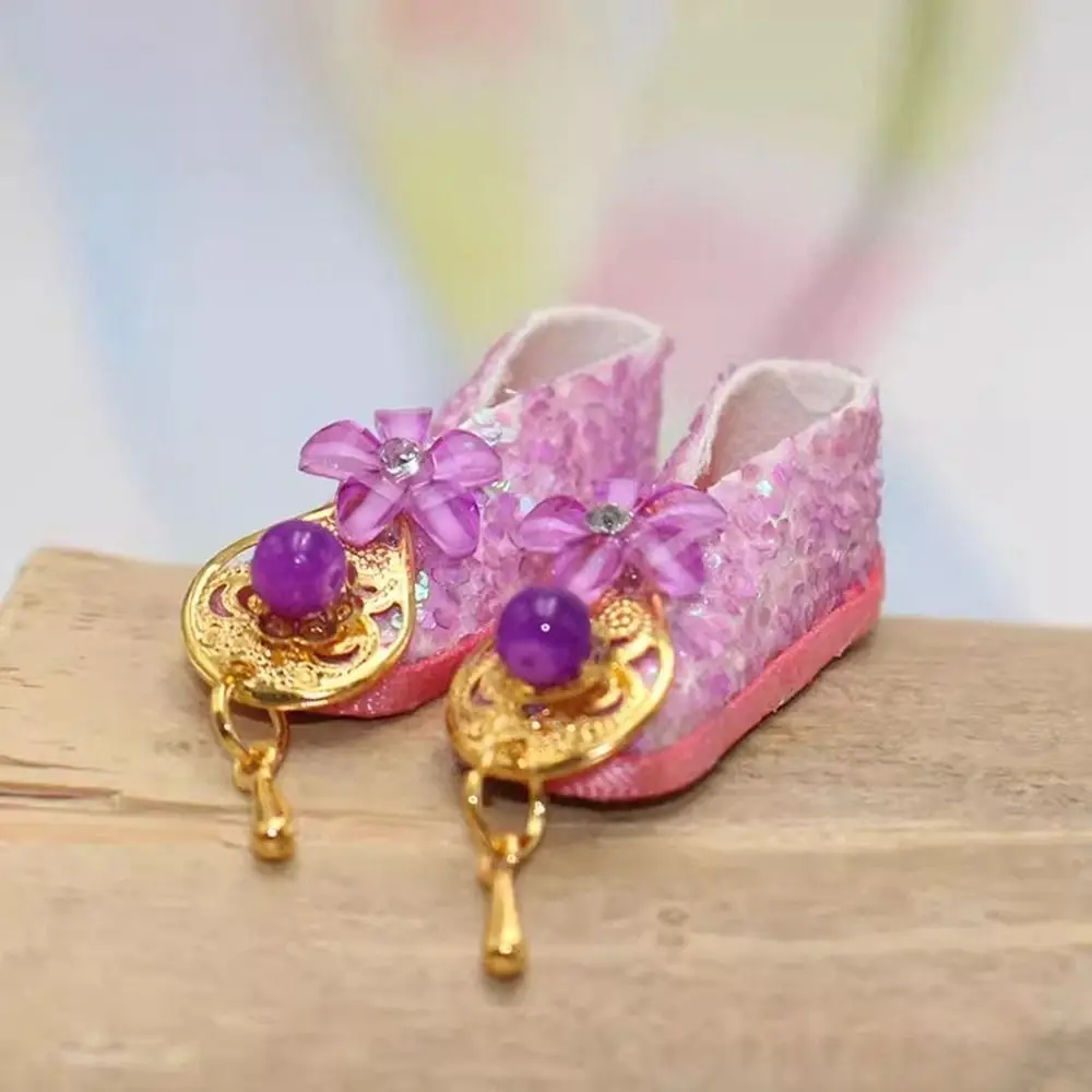 Retro Chinese Style 1/6 Doll Ancient Flat Shoes 30cm Figure Doll Sandals Ancient Princess Flower Shoes Female Doll Accessories