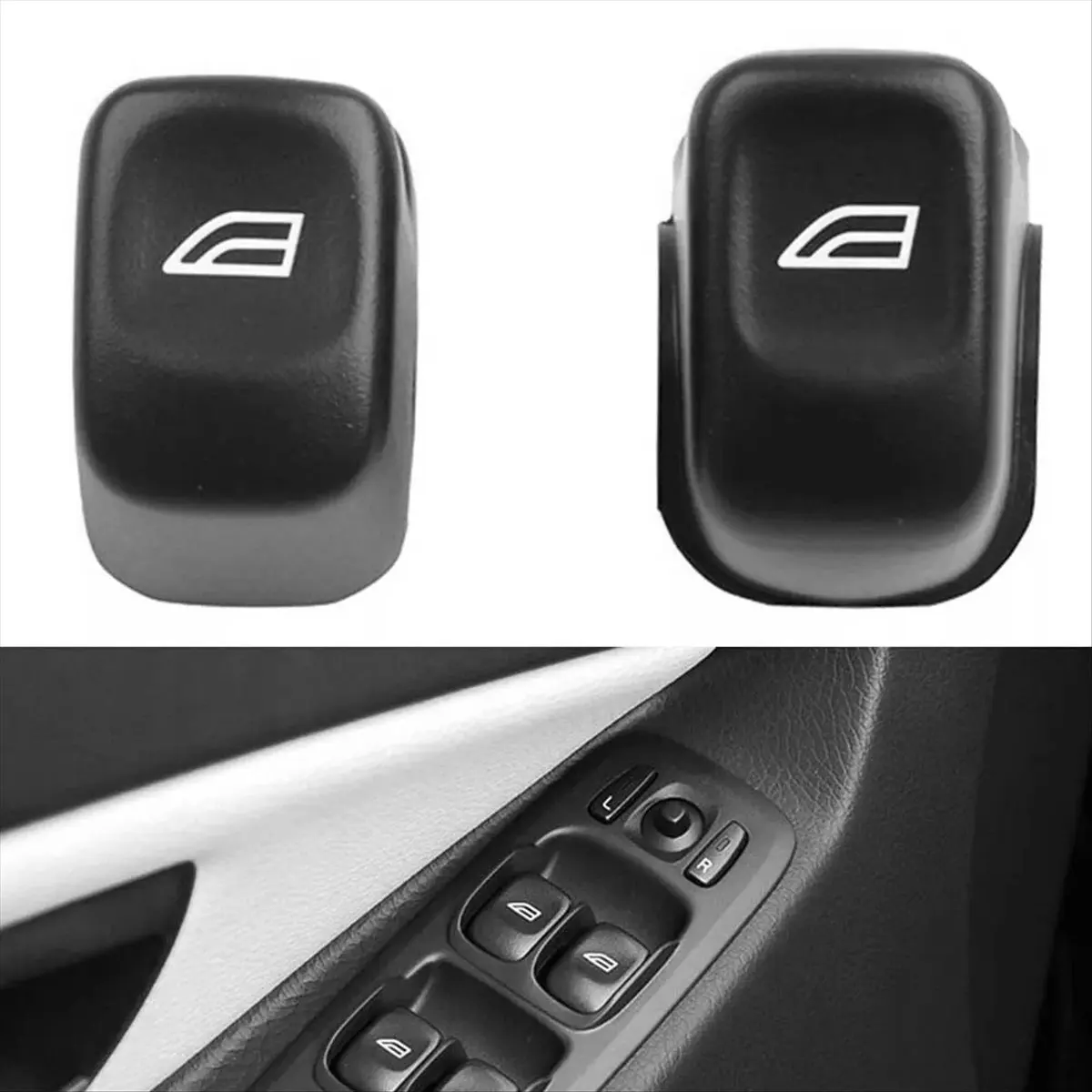 #77E Window Regulator Switch Button Cover,5Pcs Front+Rear Door Window Glass Lifter Switch Button Cover (Black)