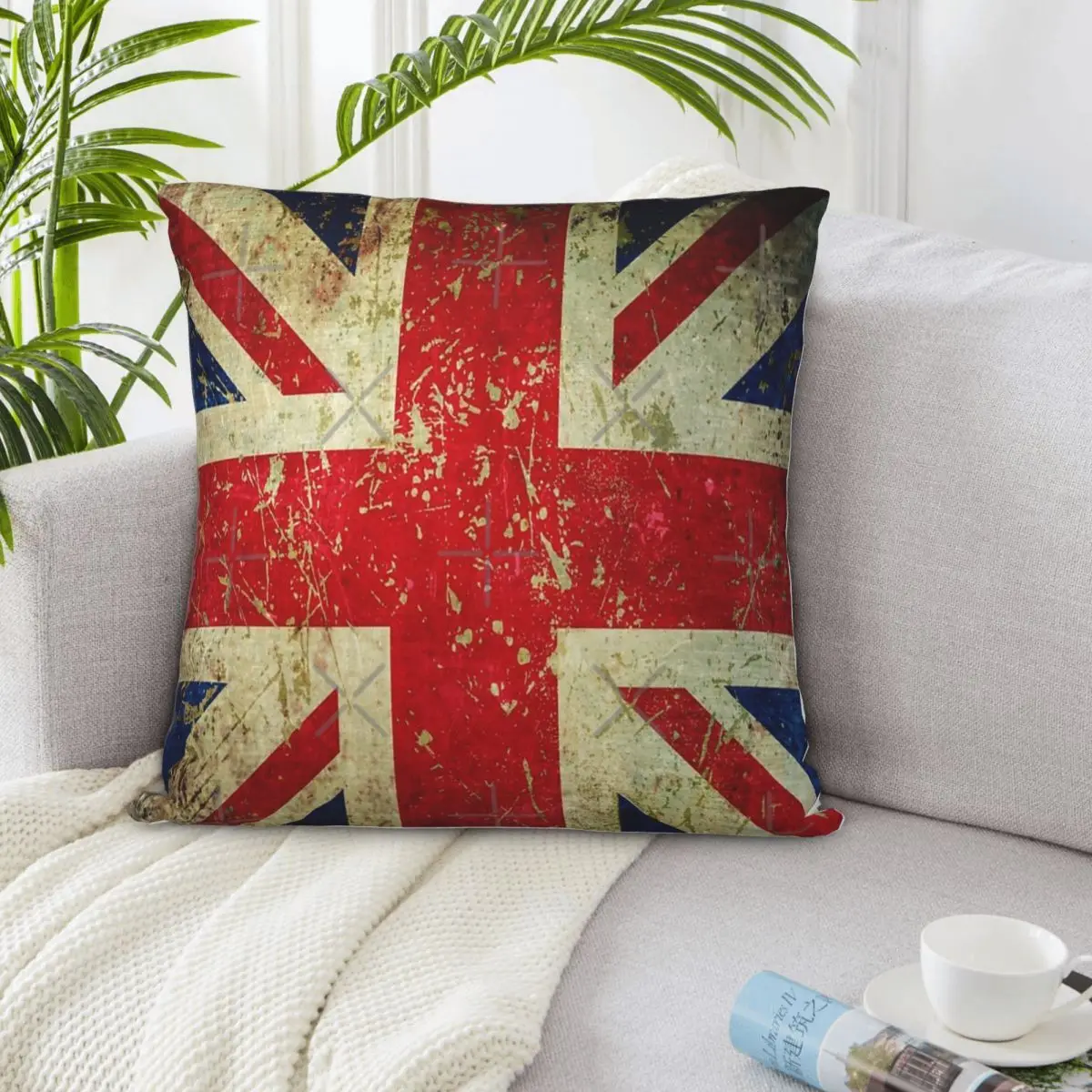 Grunge Union Jack-goresan efek logam bantal tubuh dekorasi rumah dan sarung bantal dekorasi penutup bantal