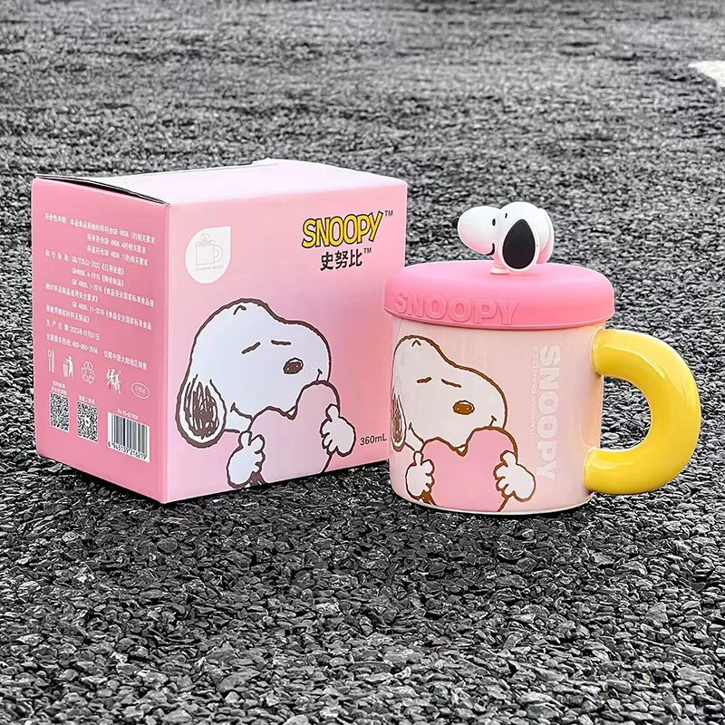 

Snoopy Kawaii Cup Patterned Ceramic Mugs Cartoon Water Cup Household Water Cup Office Large Capacity Kawaii Water Mug with Lid