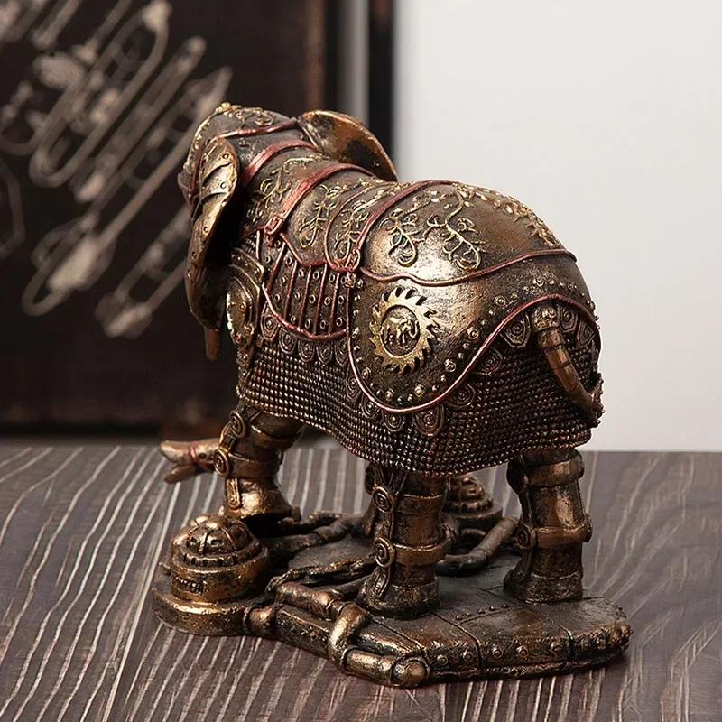 Vilead Retro Steampunk Mechanical Elephant Statue Decoration Animal Figurines Office Home Living Room Decor Accessories Interior