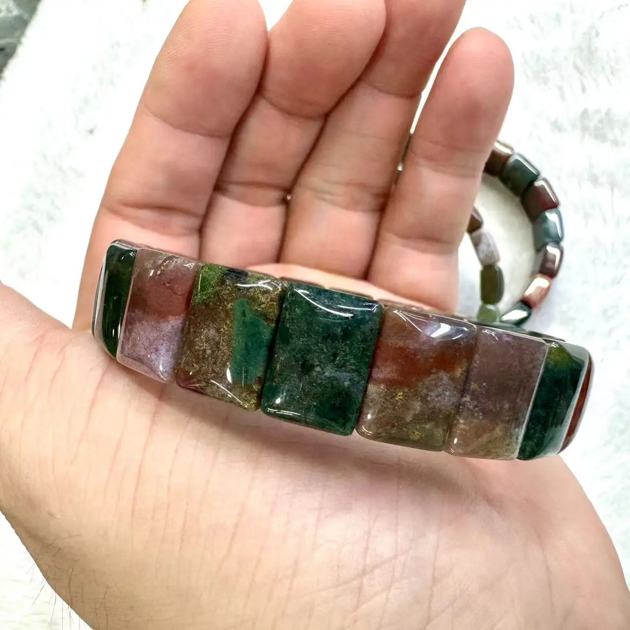 Natural Bloodstone/Heliotrope Stone Beads Bracelet Gemstone Jewelry Bangle For Women For Men For Gift Wholesale