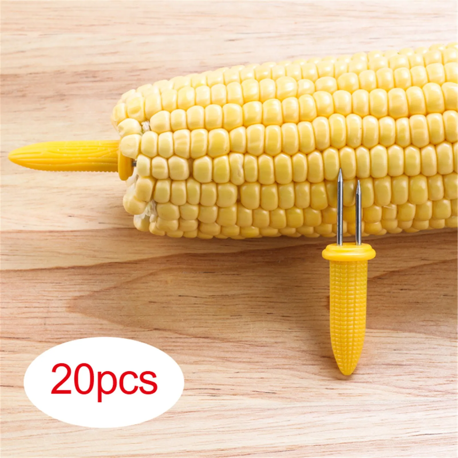 

With Silicone Corn Twin Fork Stainless Pieces Snow Handle Holder Cob Steel For Bbq Tip 20 Prong Roasting Sticks For Camping