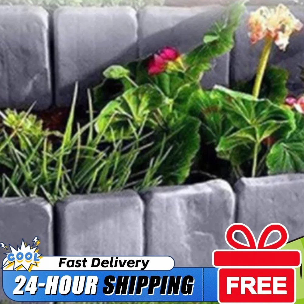 10pcs Garden Landscape Edging Borders 9.84x9.06Inch Plastic Flower Beds Border Insert Lightweight for Outdoor Patio Balcony Yard