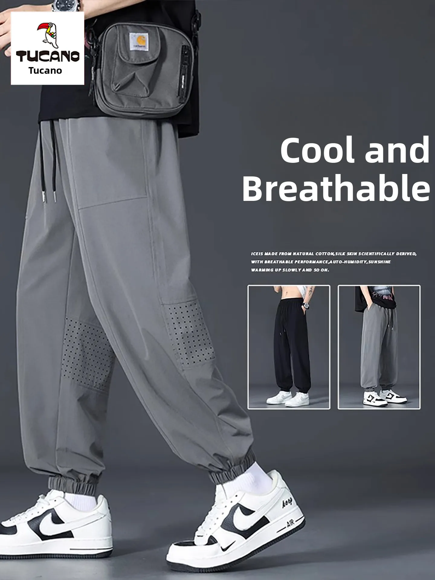 

Мужские летние повседневные свободные дышащие спортивные брюки из ледяного шелка, быстросохнущие, модные, брендовые, удобные, свободного кроя, карго-шорты