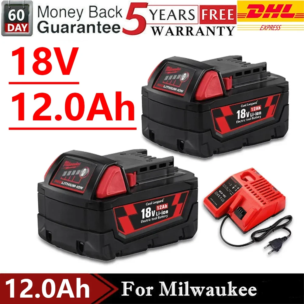 

18V 12.0mAh forMilwaukee M18 18650 bbatería de repuesto de litio forMilwaukee 48-11-1860 48-11-1850 48-11-1840 herramientas